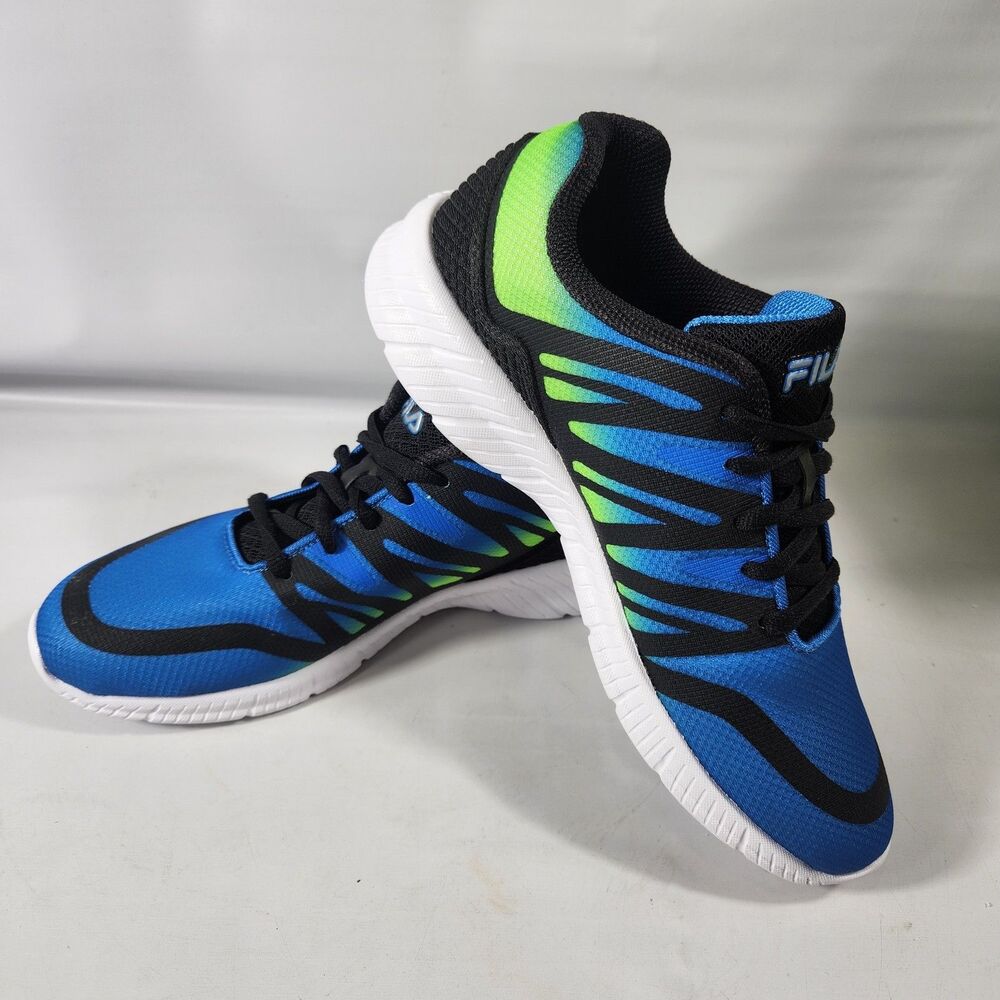 FILA Memory Fantom 5 Boys Running Sneaker Shoes Blue/Green/Black Size 6.5